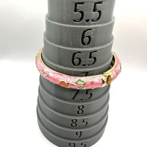 Pink Green Cloisonné Bracelet Jewelry Mark Enamel Preppy Statement Bangle - Picture 3 of 9